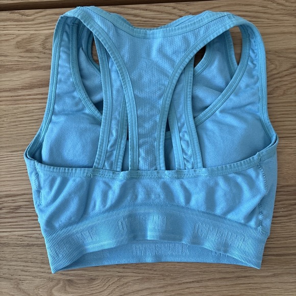 Gymshark Apex‎ Sports Bra Size Small Blue Double Layered Razorback - Picture 2 of 3